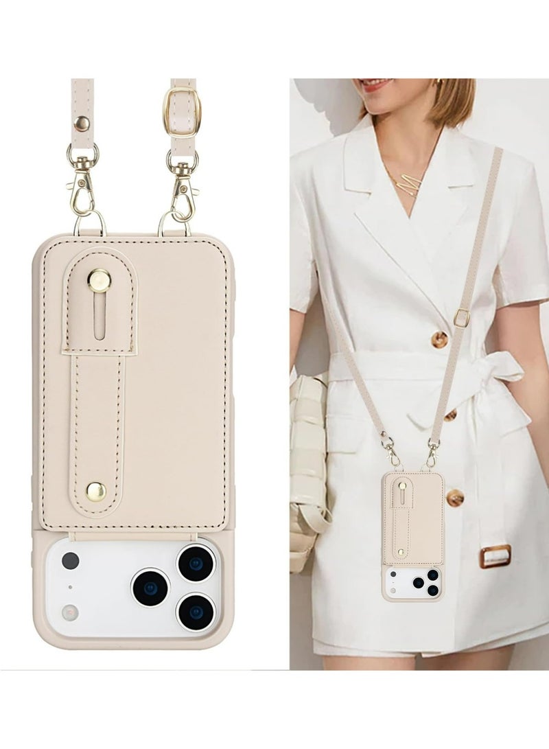 إكس ليفيل حالة لآيفون 17 برو 6.3 "، حالة هاتف جلدية رقيقة مع 2 فتحات بطاقة حامل الشريحة معصم حزام معصم قابل للتعديل مقعد لآيفون 17 برو 6.3 "-أبيض - Image 3