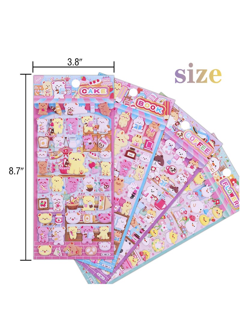 Excefore Cute Puffy Stickers for Kids, 4 Sheets 3D Foam Animal Cat Bear Rabbit Chicken Sticker for Girls Boys, Bulk Scrapbooking, Stickers for Birthday Gift, Party Supplies, Reward - Image 3