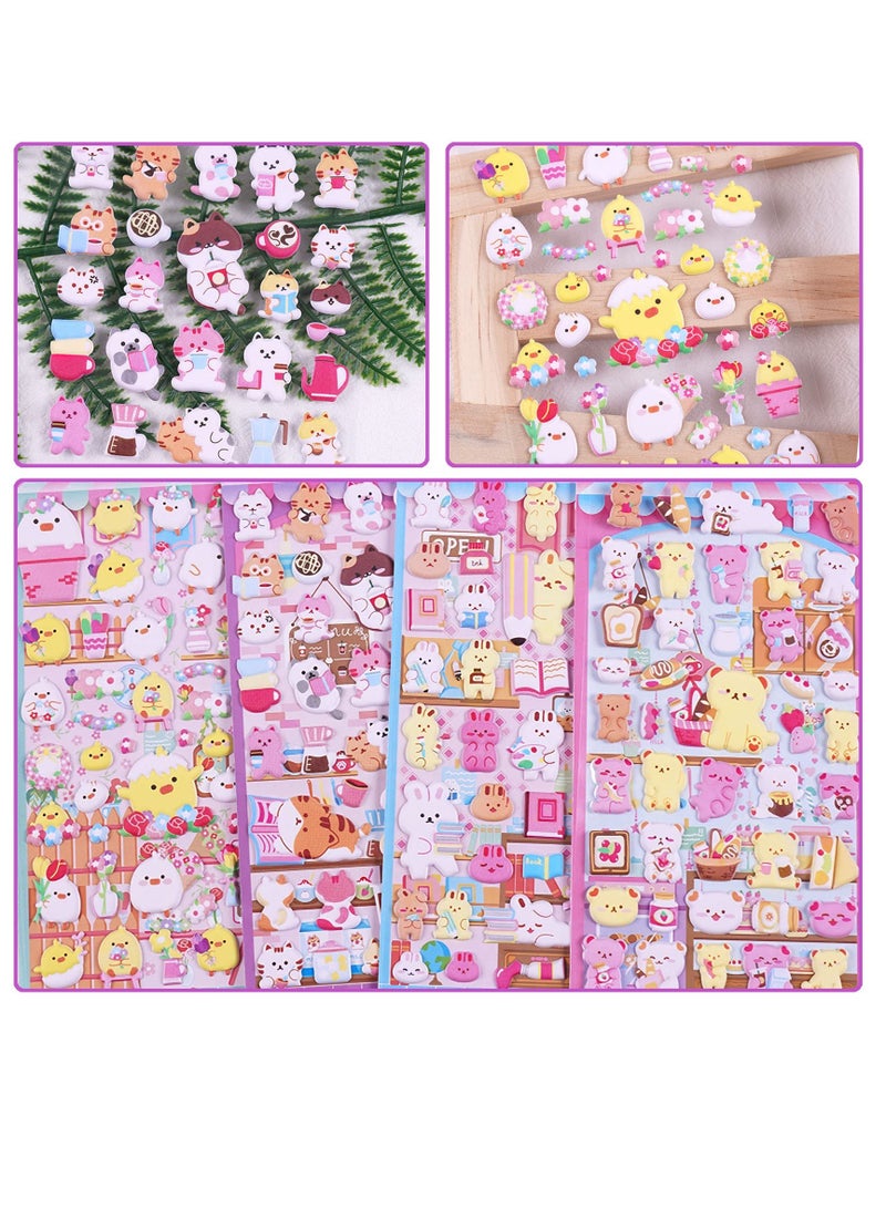 Excefore Cute Puffy Stickers for Kids, 4 Sheets 3D Foam Animal Cat Bear Rabbit Chicken Sticker for Girls Boys, Bulk Scrapbooking, Stickers for Birthday Gift, Party Supplies, Reward - Image 4