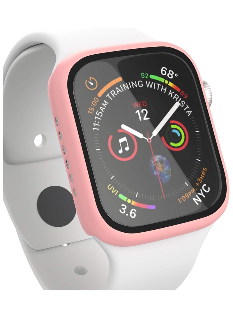 تي دبليو إي جي جي أو أن حافظة ساعة ابل 44 مم، حافظة حماية كاملة مصنوعة من الزجاج المقوى لساعة ابل مناسبة لساعات SE2/SE/Series 6/5/4 مقاس 44 مم باللون الوردي - Image 4