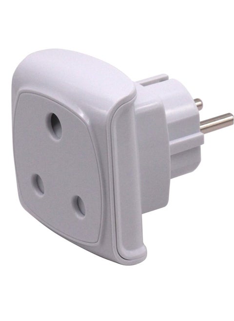 South Africa 3-pin Large Plug Type M Adapter Convert to 2-pin EU/DE/FR Socket with Safety Shutter (White * 1 Piece)