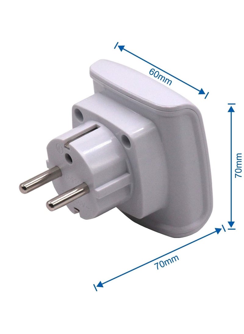 Generic - South Africa 3-pin Large Plug Type M Adapter Convert to 2-pin EU/DE/FR Socket with Safety Shutter (White * 1 Piece) - Image 1