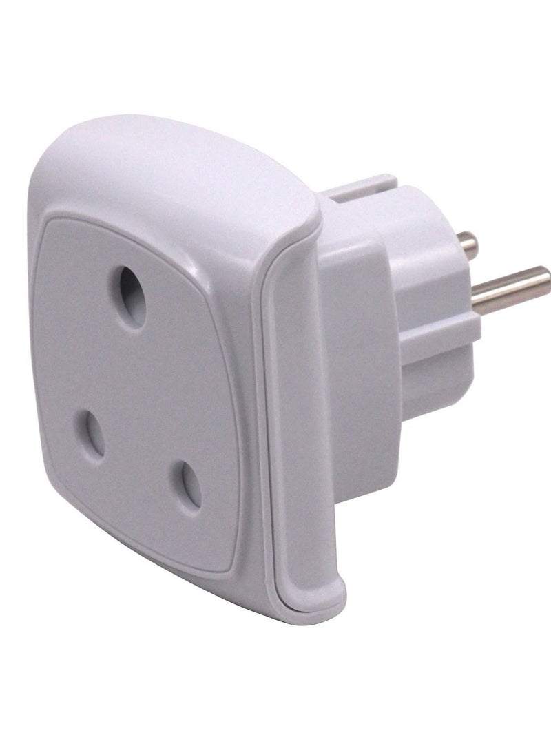 Generic - South Africa 3-pin Large Plug Type M Adapter Convert to 2-pin EU/DE/FR Socket with Safety Shutter (White * 1 Piece) - Image 1