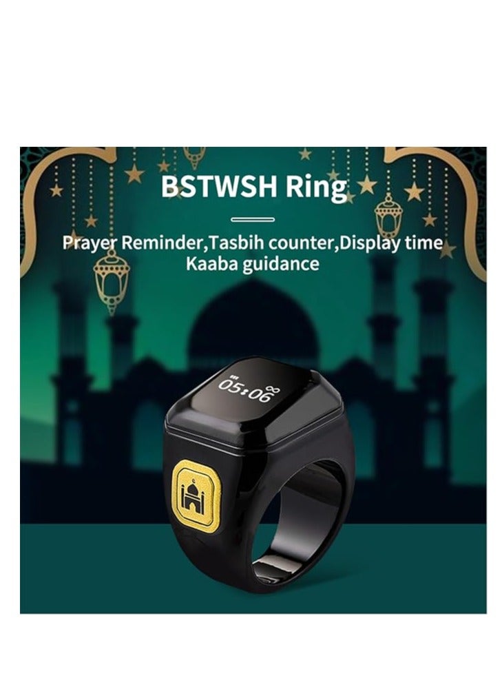 خاتم لينجي الذكي، صلاة المسلمين، تذكير بأوقات الصلاة، شاشة OLED، عداد تسبيح، خاتم ذكي، تقنية قابلة للارتداء، مقاوم للماء (18 مم) - Image 1