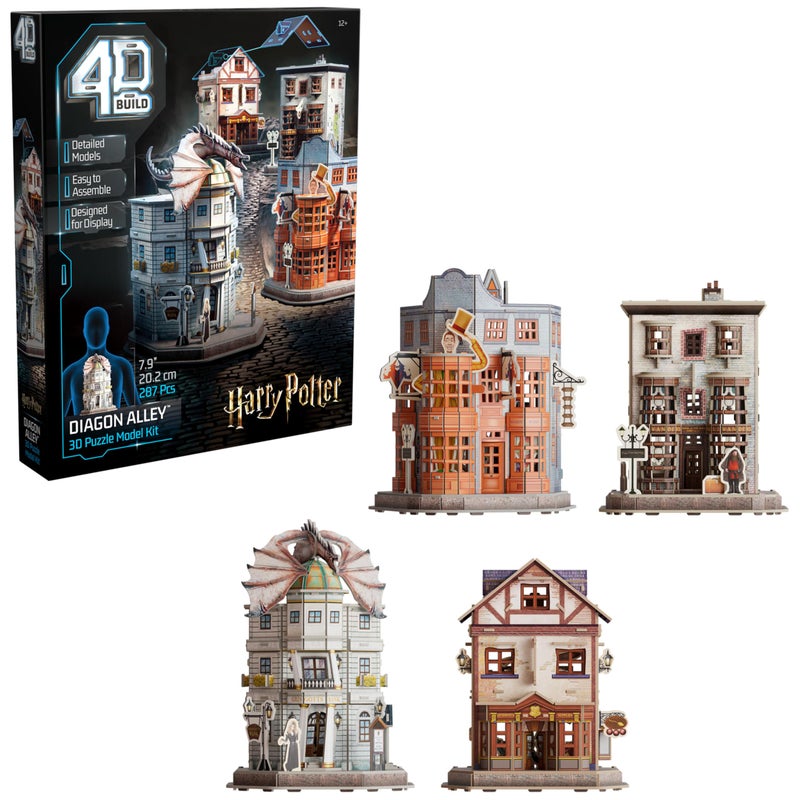 4D Build Harry Potter Diagon Alley 3D Model Kit with 4 Buildings Harry Potter Collectibles Desk Dcor Adult Puzzle Building Toys 3D Puzzles for Adults Teens 287 Pieces for Ages 12 Up - Image 2