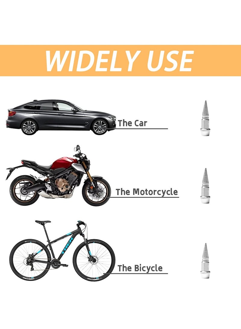 Stylish Spiked Aluminum Tire Valve Caps 4 Pack Universal Dustproof Car Accessories for Most Vehicles Silver 45MM - Image 3