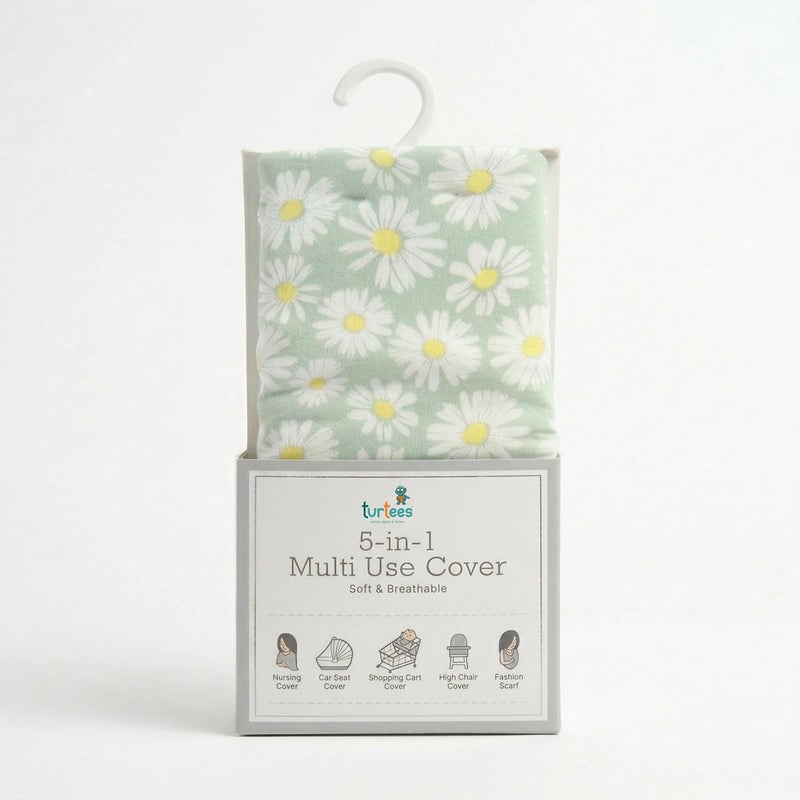 Turtees 5-in-1 Multi Use Nursing Cover - Soft and Breathable Daisy Print - Image 1
