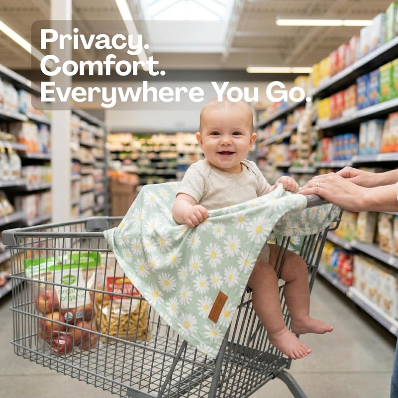 Turtees 5-in-1 Multi Use Nursing Cover - Soft and Breathable Daisy Print - Image 3