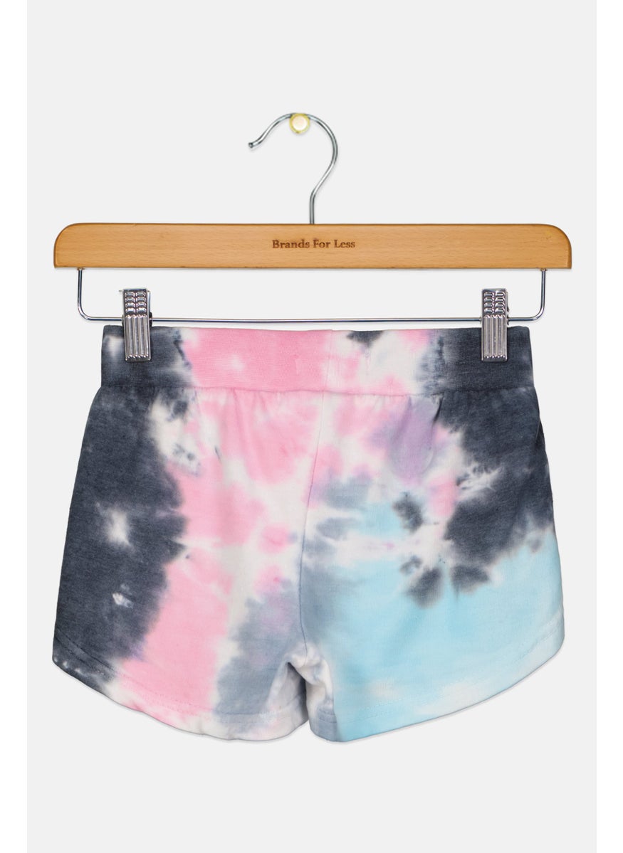 Imperial Star - Kids Girl Tie Dye Basic Short, Pink Combo - Image 1