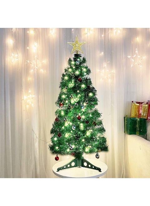 LAZYBEEE 3 ft Mini Xmas Tree 3 feet Artificial Small Tabletop Christmas Tree with LED String Lights Ornaments for Holiday Home Office Decoration