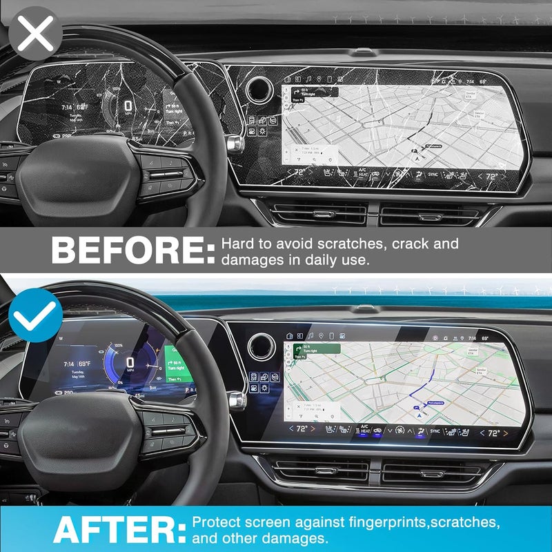 Karltys 【Upgrade 2 Pack Screen Protector for 【No Glare u0026 Fingerprint】 Tempered Glass 2024 2025 Chevrolet Equinox EV 17.7-Inch Navi u0026 11-Inch Dash - Image 3