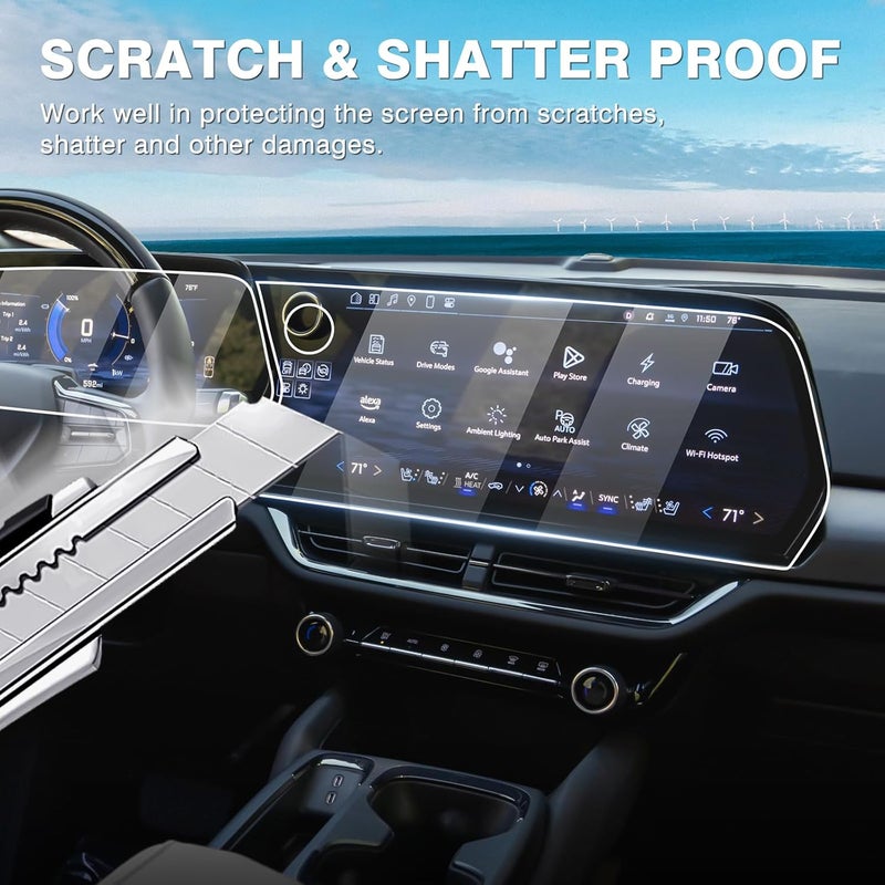 Karltys 【Upgrade 2 Pack Screen Protector for 【No Glare u0026 Fingerprint】 Tempered Glass 2024 2025 Chevrolet Equinox EV 17.7-Inch Navi u0026 11-Inch Dash - Image 4