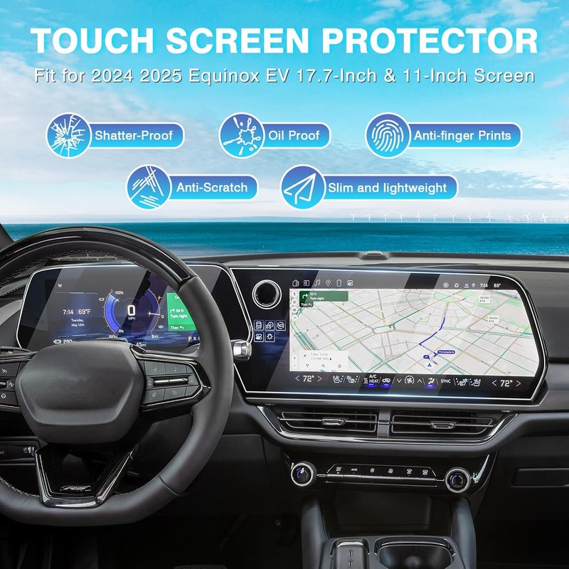 Karltys 【Upgrade 2 Pack Screen Protector for 【No Glare u0026 Fingerprint】 Tempered Glass 2024 2025 Chevrolet Equinox EV 17.7-Inch Navi u0026 11-Inch Dash - Image 2
