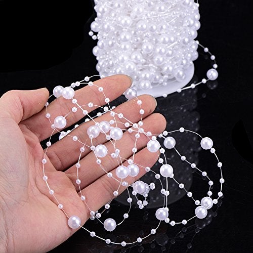 Bingcute 100 Feet Fishing Line Artificial Pearls String Beads Chain Garland Flowers Wedding Party DecorationParty Supplies