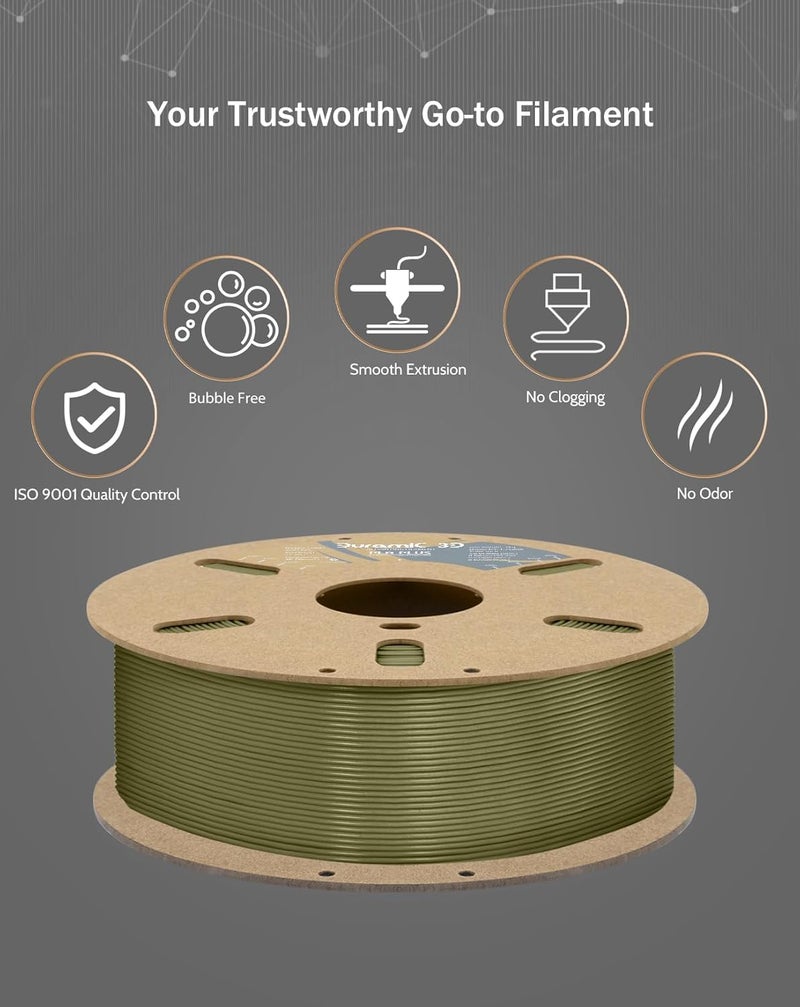 DURAMIC 3D PLA+ Filament 1.75mm 1Kg Army Green, PLA Plus Filament 1Kg Spool(2.2lbs) Tougher and Stronger, Dimensional Accuracy Probability +/- 0.02mm - Image 5