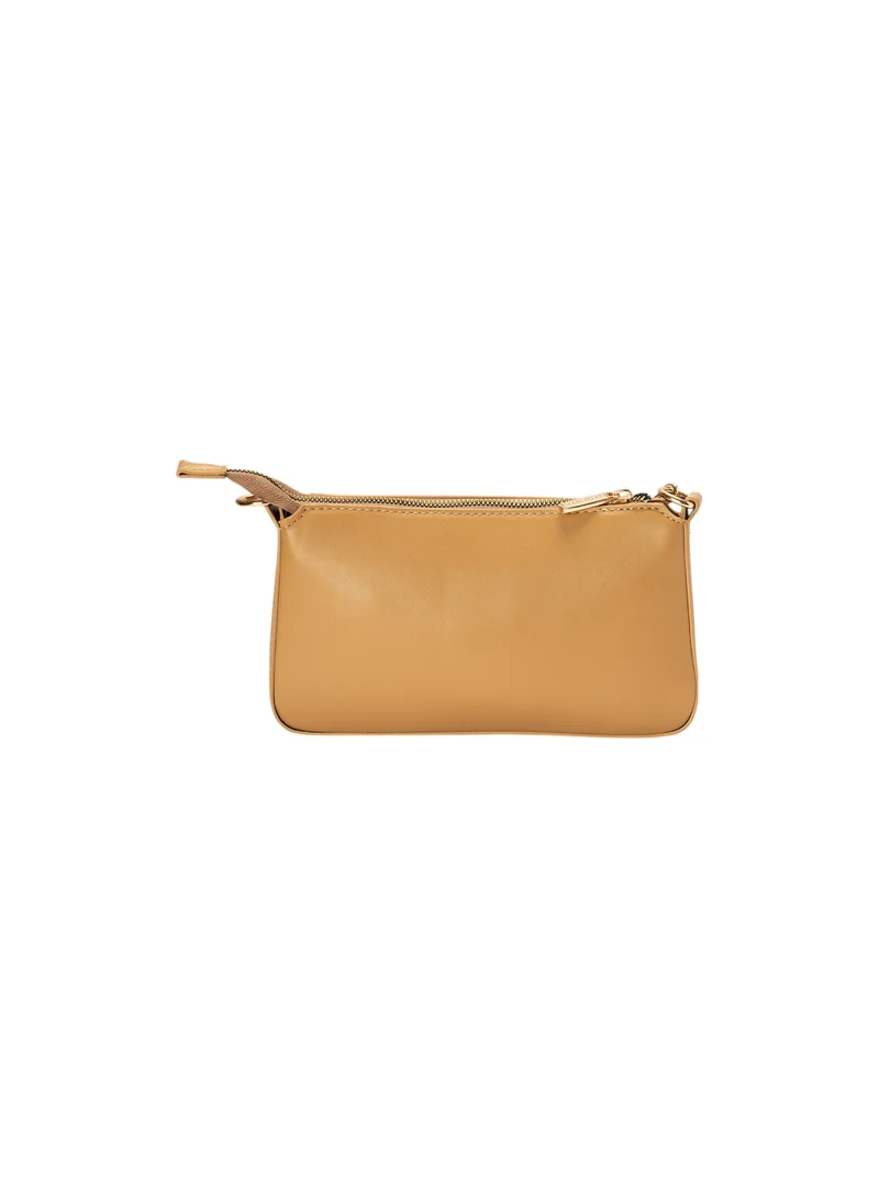 Bata Zip Closure Shoulder Bag with Pouch and Detachable Crossbody Strap