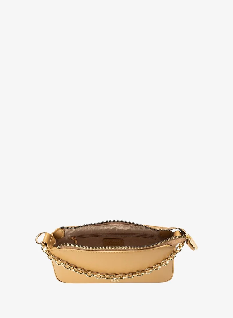 Bata Beige Zip Closure Shoulder Bag with Pouch and Detachable Crossbody Strap for Women | Best Price UAE