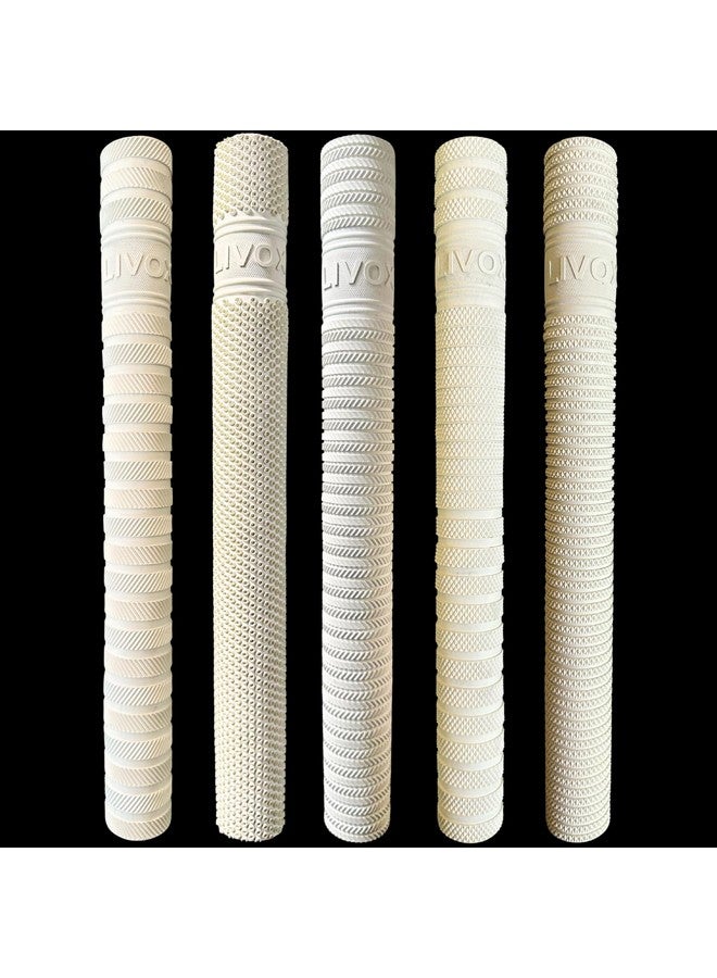 Livox Rubber White Textured Cricket Bat Handle Grip for Shock Absorption with Wooden Cone Cricket Bat Acce ories (5 Grips and 1 Cone) - Image 2