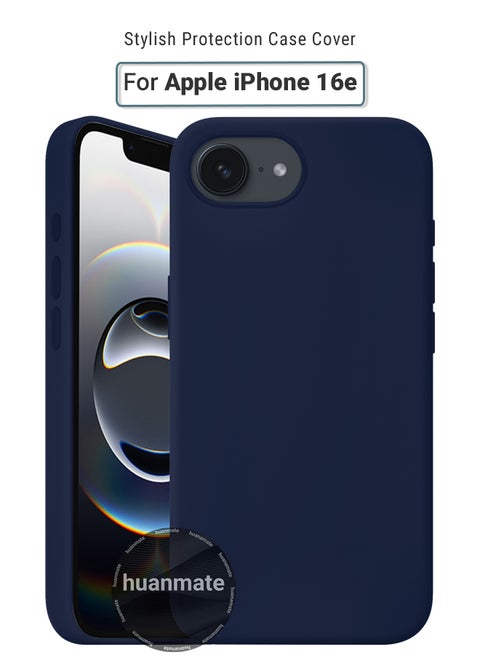 Apple iPhone 16e Silicone Cover Navy Blue - Premium 2.0mm TPU Silicon, Enhanced Camera Protection with Lens Shield, Shockproof & Water-Proof Cover for Apple iPhone 16e