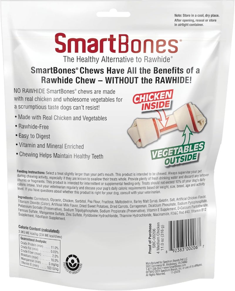 SmartBones Smart Bones Rawhide-Free Dog Bones, Made With Real Chicken 4ct Non Rawhide Dog Healthy Treats - Image 2