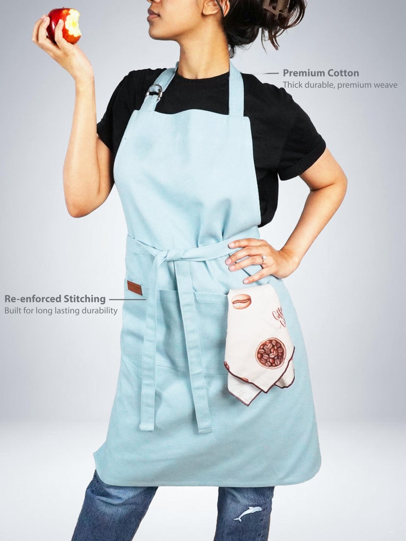 RUSTIQUE LINENS Kitchen Apron – 100% Cotton, Adjustable Neck strap, Large Pocket – Unisex Apron for Men & Women – Cooking, Baking, BBQ, Gardening – Midnight Black - Image 3