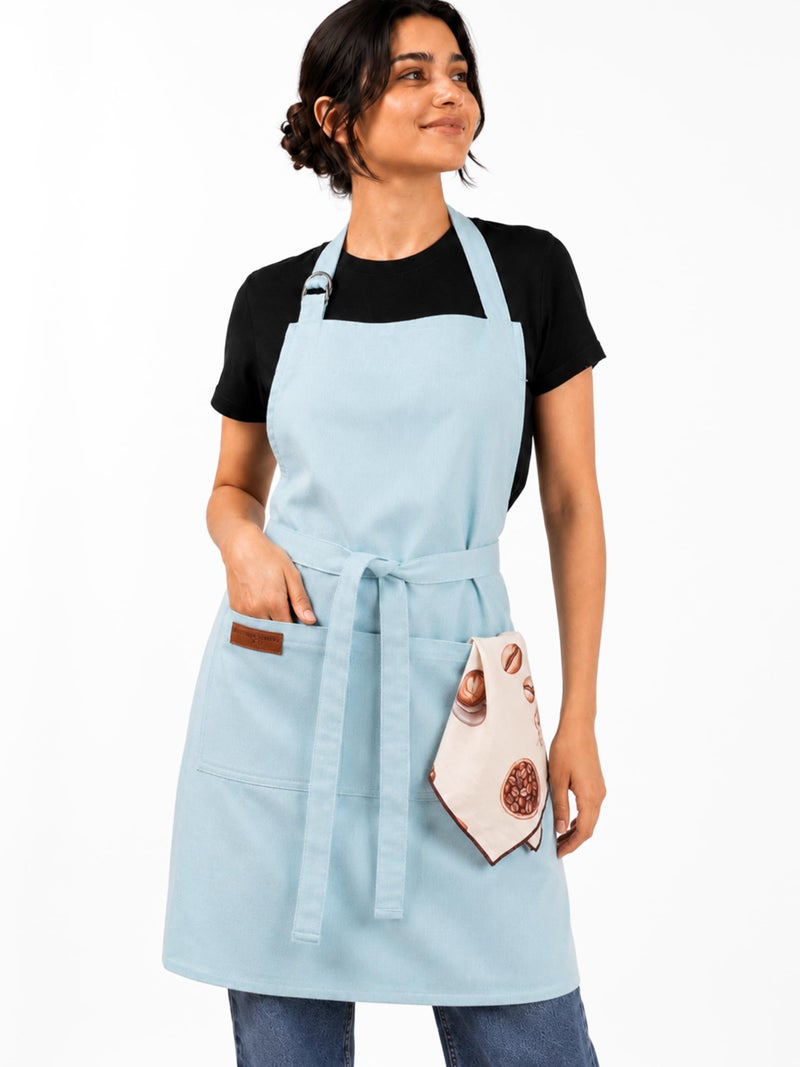 RUSTIQUE LINENS Kitchen Apron – 100% Cotton, Adjustable Neck strap, Large Pocket – Unisex Apron for Men & Women – Cooking, Baking, BBQ, Gardening – Midnight Black - Image 1