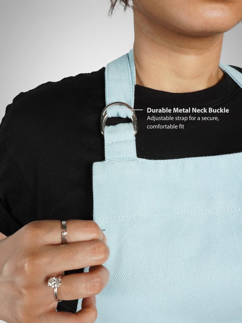 RUSTIQUE LINENS Kitchen Apron – 100% Cotton, Adjustable Neck strap, Large Pocket – Unisex Apron for Men & Women – Cooking, Baking, BBQ, Gardening – Midnight Black - Image 5