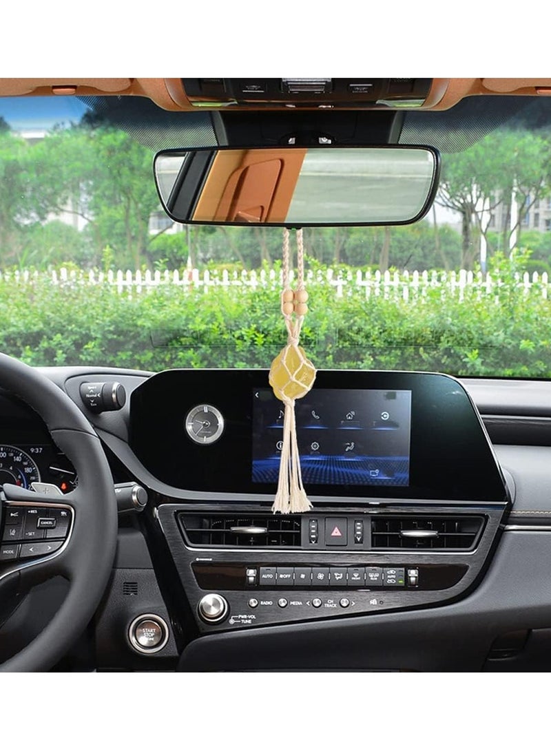 2 Pack Healing Crystal Car Hanging Ornaments - Citrine  Green Fluorite for Meditation, Yoga  Home Decor - Enhance Your Space with Positive Energy - Image 2