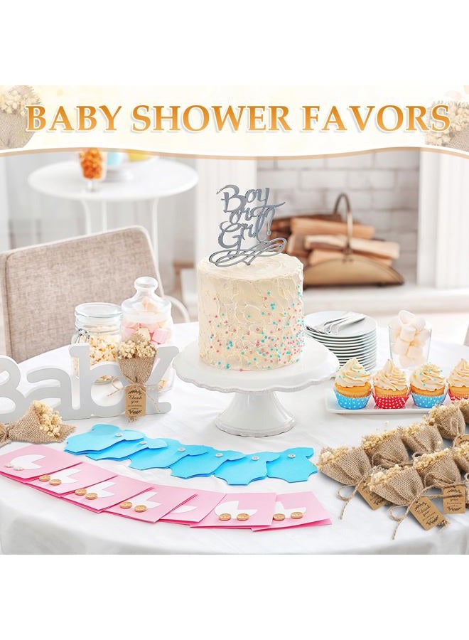 Kingdder 24 Pcs Mini Magnet Dried Flower Bouquets Baby Shower Favors for Guests Rustic Babys Breath Bridal Shower Wedding Baptism Favors with Thank You Cards Return Gifts Wedding Souvenir(White) - Image 5