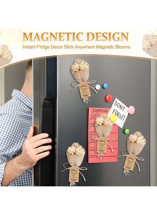 Kingdder 24 Pcs Mini Magnet Dried Flower Bouquets Baby Shower Favors for Guests Rustic Babys Breath Bridal Shower Wedding Baptism Favors with Thank You Cards Return Gifts Wedding Souvenir(White) - Image 4