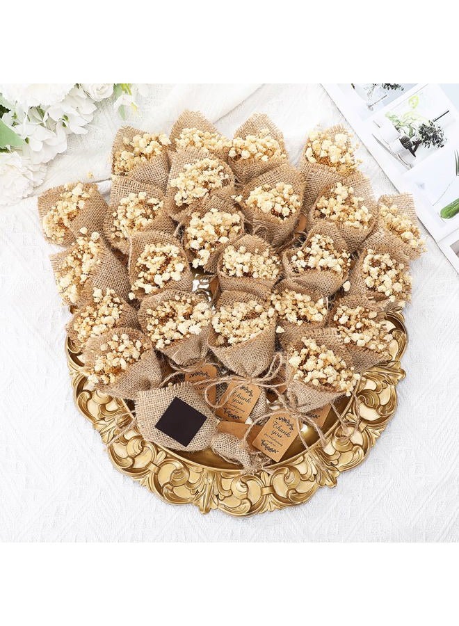 Kingdder 24 Pcs Mini Magnet Dried Flower Bouquets Baby Shower Favors for Guests Rustic Babys Breath Bridal Shower Wedding Baptism Favors with Thank You Cards Return Gifts Wedding Souvenir(White) - Image 1