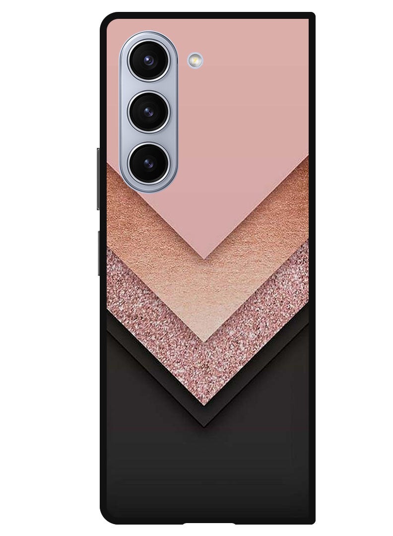 Theodor Protective Case Anti Scratch Shock Proof Bumper Cover For Samsung Galaxy Z Fold 5 Black Golden & Pink - Image 1