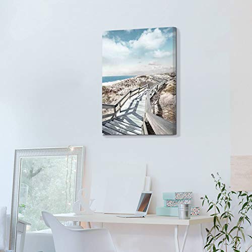 Hardy Gallery Beach Pier Canvas Wall Art: Boardwalk Stair Picture Graphic Art Painting for Wall Decor(18''x24'') - Image 4