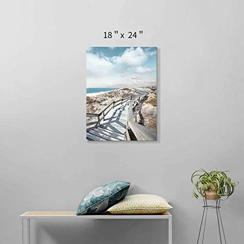 Hardy Gallery Beach Pier Canvas Wall Art: Boardwalk Stair Picture Graphic Art Painting for Wall Decor(18''x24'') - Image 2
