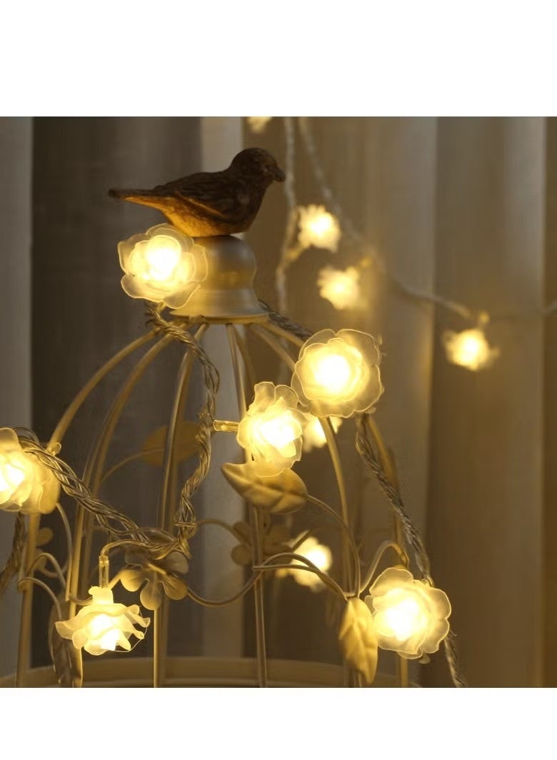 GIFT 3M 20 LED Rose Flower String Lights, Warm White Battery Operated (2xAA), Constant On Mode, Romantic Fairy Lights for Bedroom, Wedding, Party, Indoor Home Decor - Image 4
