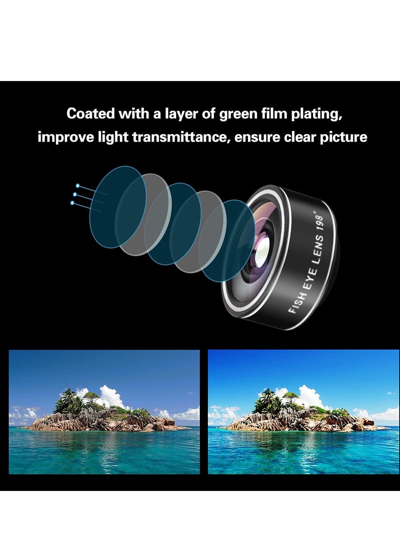 Mocalaca phone camera lens 11 lenses phone lens kit clip on fisheye macro wide angle lens attachment with travel case for iPhone 14 13 12 11 Xs X pro max samsung android smartphone
