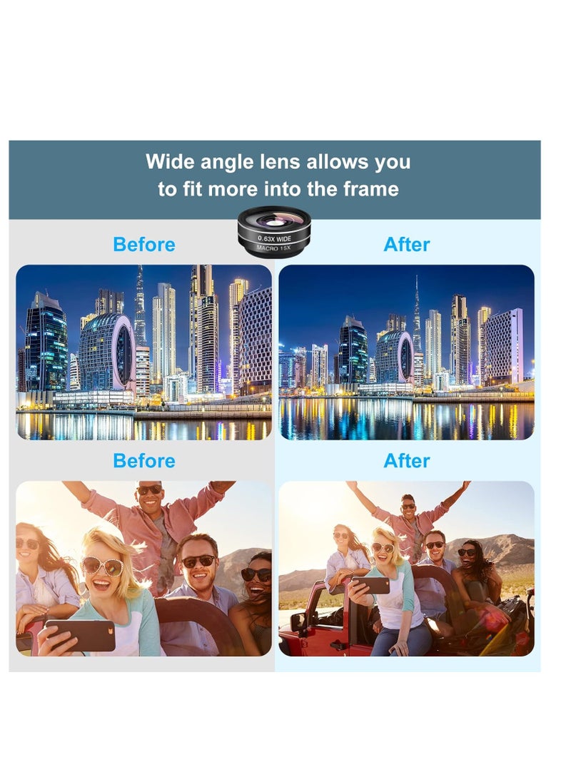 Mocalaca phone camera lens 11 lenses phone lens kit clip on fisheye macro wide angle lens attachment with travel case for iPhone 14 13 12 11 Xs X pro max samsung android smartphone