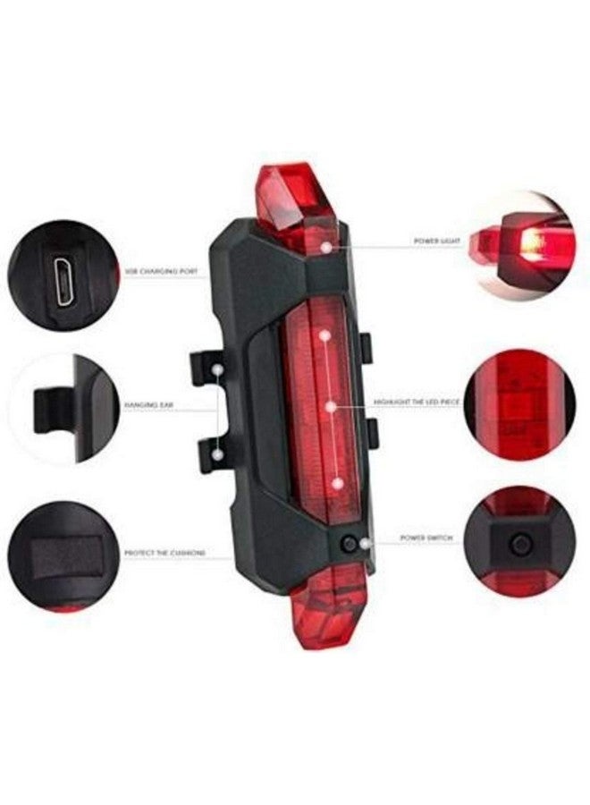 Lista Bicycle LED Head Light USB Rechargeable Light Cycling Lamp Head Light Tail Light (red) - Image 4