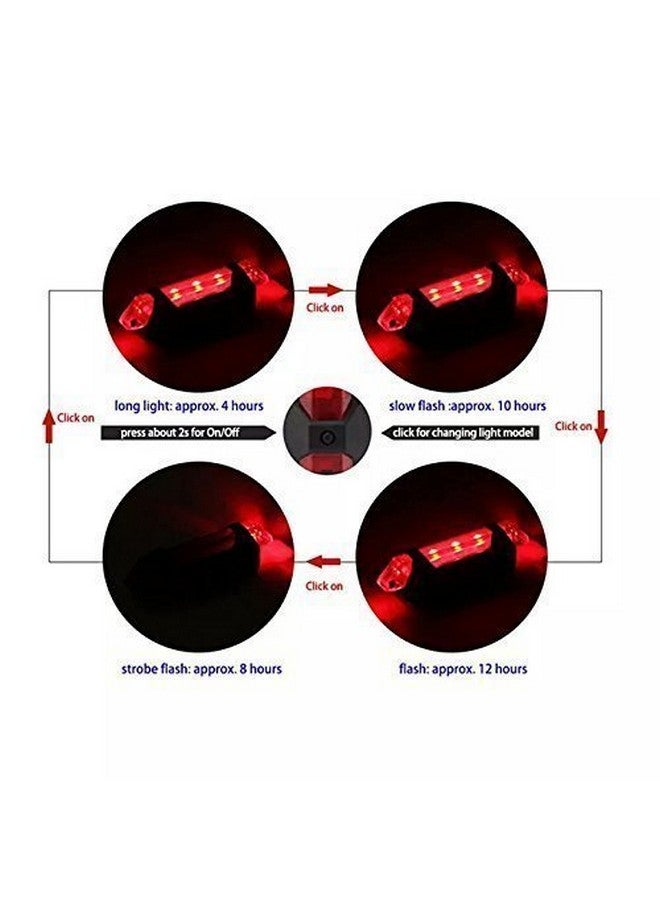 Lista Bicycle LED Head Light USB Rechargeable Light Cycling Lamp Head Light Tail Light (red) - Image 3