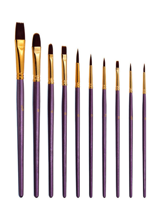 NIBEMINENT 10-Piece Multiple Mediums Brushes with Nylon Hair Purple/Gold