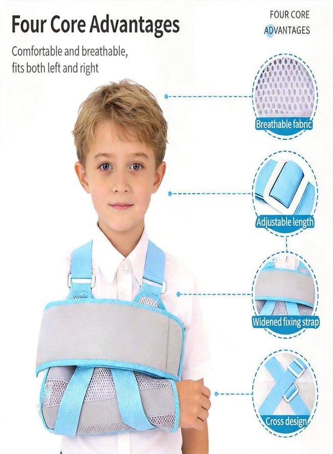 lefeke Arm Sling Shoulder Immobilizer with Chest Strap (Fits Right & left Arm), Breathable Medical Sling for Shoulder Injury for Child (Gray) - Image 4