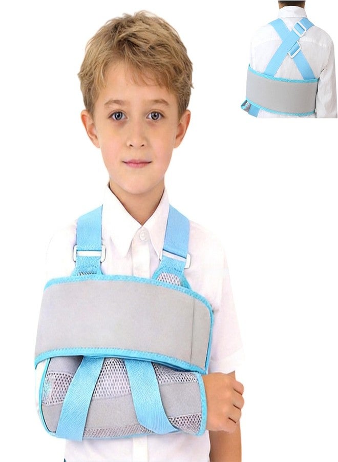 lefeke Arm Sling Shoulder Immobilizer with Chest Strap (Fits Right & left Arm), Breathable Medical Sling for Shoulder Injury for Child (Gray) - Image 1