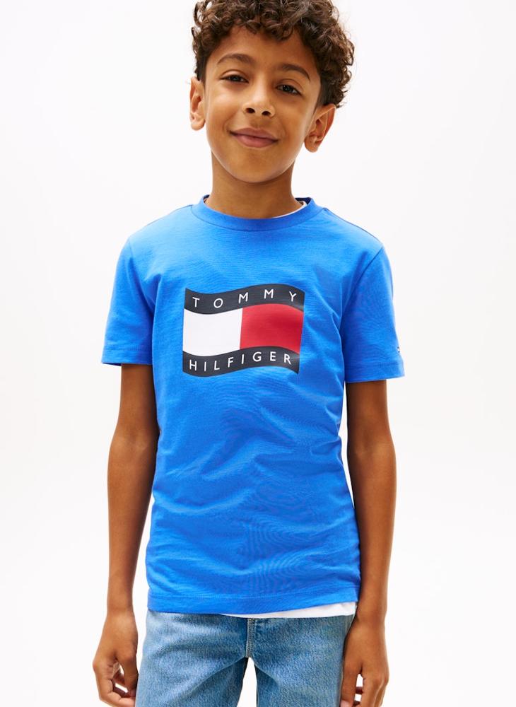 TOMMY HILFIGER Wavy Flag Jersey Crew Neck T-Shirt - Image 3