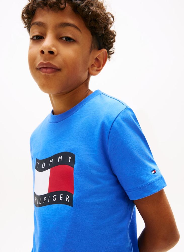 TOMMY HILFIGER Wavy Flag Jersey Crew Neck T-Shirt - Image 1