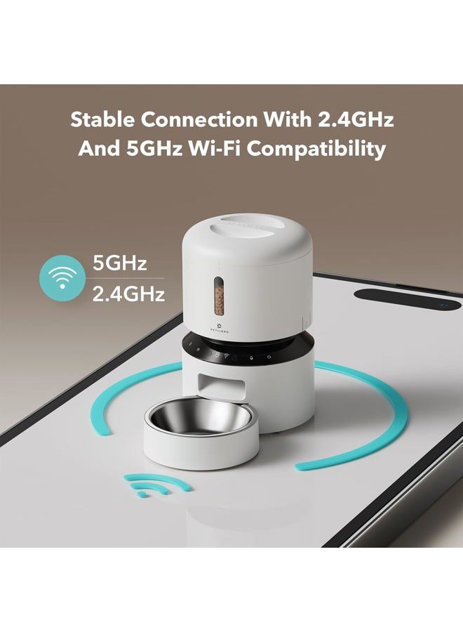 PETLIBRO Automatic Cat Feeder, 5G WiFi Automatic Pet Feeder with Freshness Preservation, 3L Timed Cat Feeders for Dry Food, Up to 48 Portions 10 Meals Per Day, Granary Pet Feeder for Cat/Dog, White  - Image 4