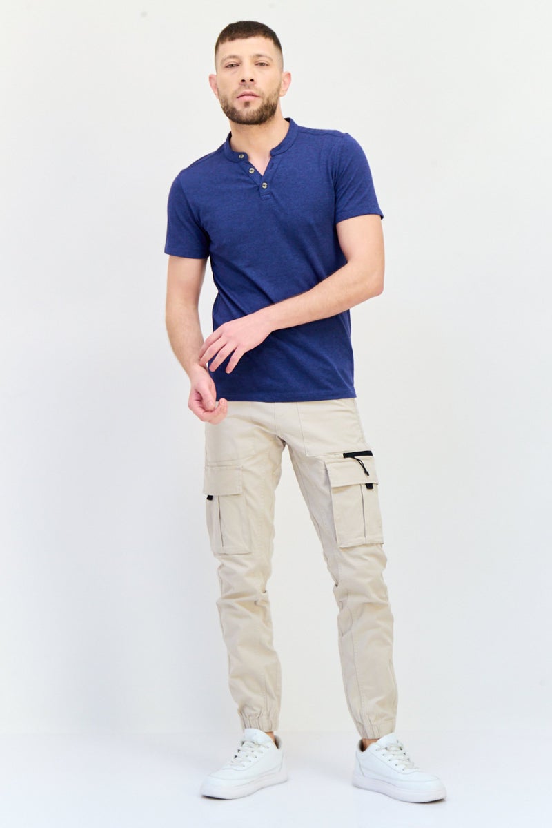 Celio Men Regular Fit Plain Jogger Pants,Beige - Image 4