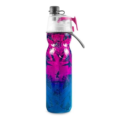 O2COOL Mist 'N Sip Misting Water Bottle 2-in-1 Mist And Sip Function With No Leak Pull Top Spout Reusable Sports Water Bottle - 20 oz (Ombre Prism Pink) - Image 2