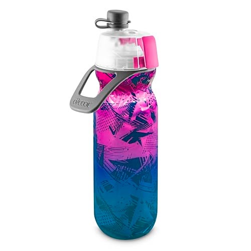 O2COOL Mist 'N Sip Misting Water Bottle 2-in-1 Mist And Sip Function With No Leak Pull Top Spout Reusable Sports Water Bottle - 20 oz (Ombre Prism Pink) - Image 1