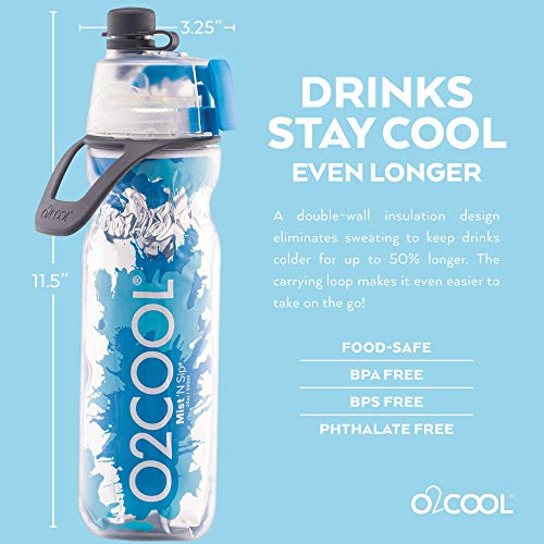 O2COOL Mist 'N Sip Misting Water Bottle 2-in-1 Mist And Sip Function With No Leak Pull Top Spout Reusable Sports Water Bottle - 20 oz (Ombre Prism Pink) - Image 5