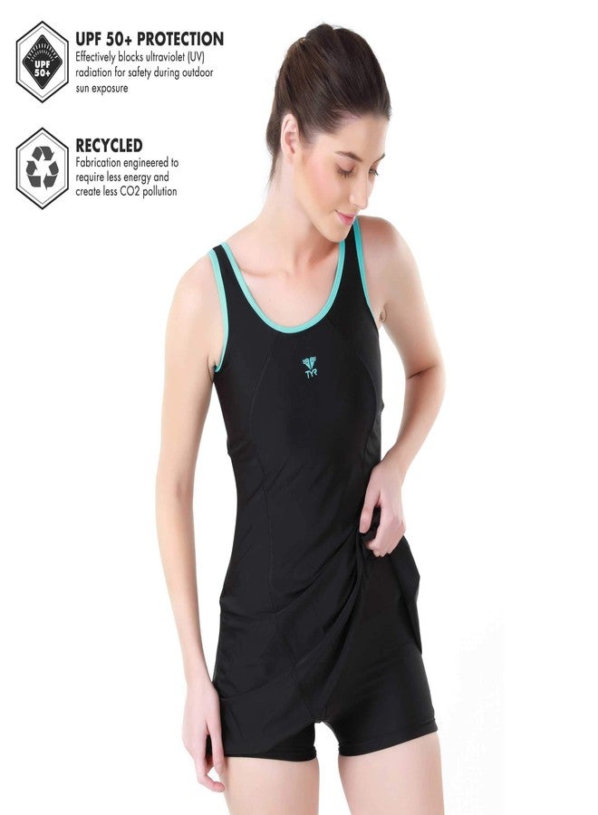 TYR in Eco Solid Frksuit WOS Swim Active X-Small (Black/Azure Blue) - Image 4